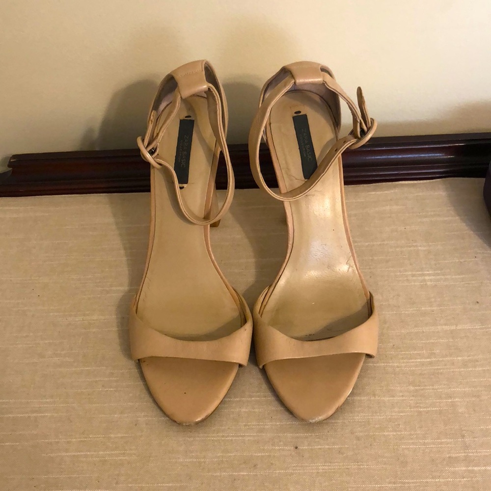 Zara nude leather heels